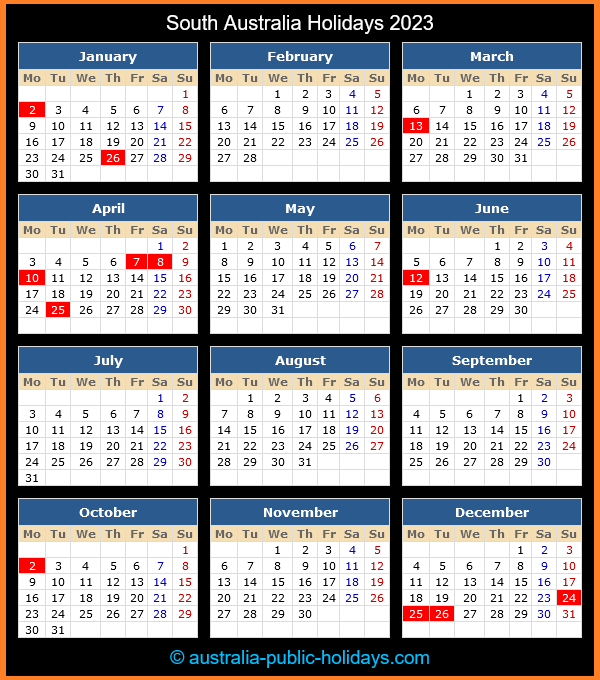 South Australia Public Holidays 2023